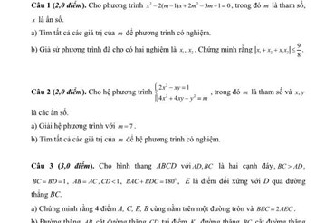 Đề thi vào 10 Vĩnh Phúc