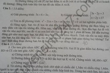 Đề thi Toán chính thức vào 10-2018 Yên Bái